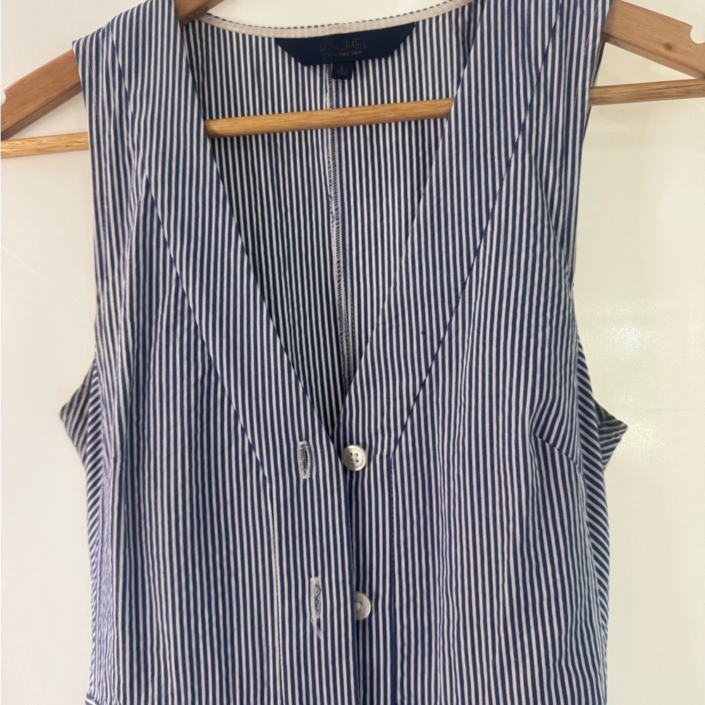 Rachael Ray Light Blue & White Striped Tie-Waist Midi Dress 👗 Spring Dress - Picture 3 of 8